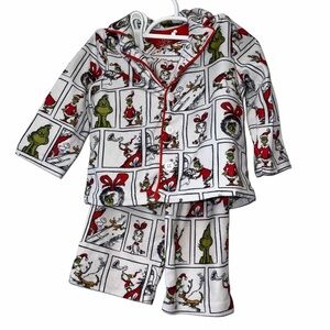 The Grinch white flannel Pajama Set - size 18 months Dr Seuss Christmas holiday